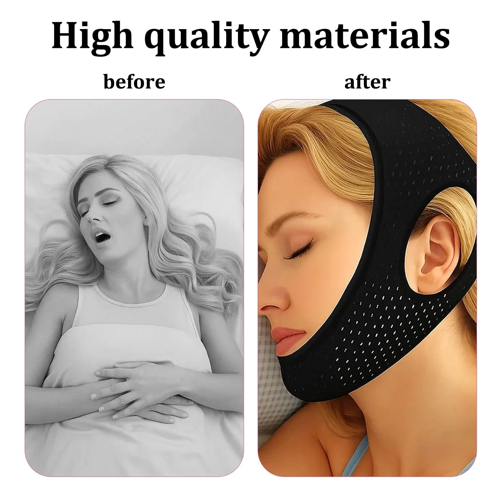 Підборідний ремінь від апное сну 2 шт. проти хропіння для кращого сну для дорослих для подорожей та дому, фото №4