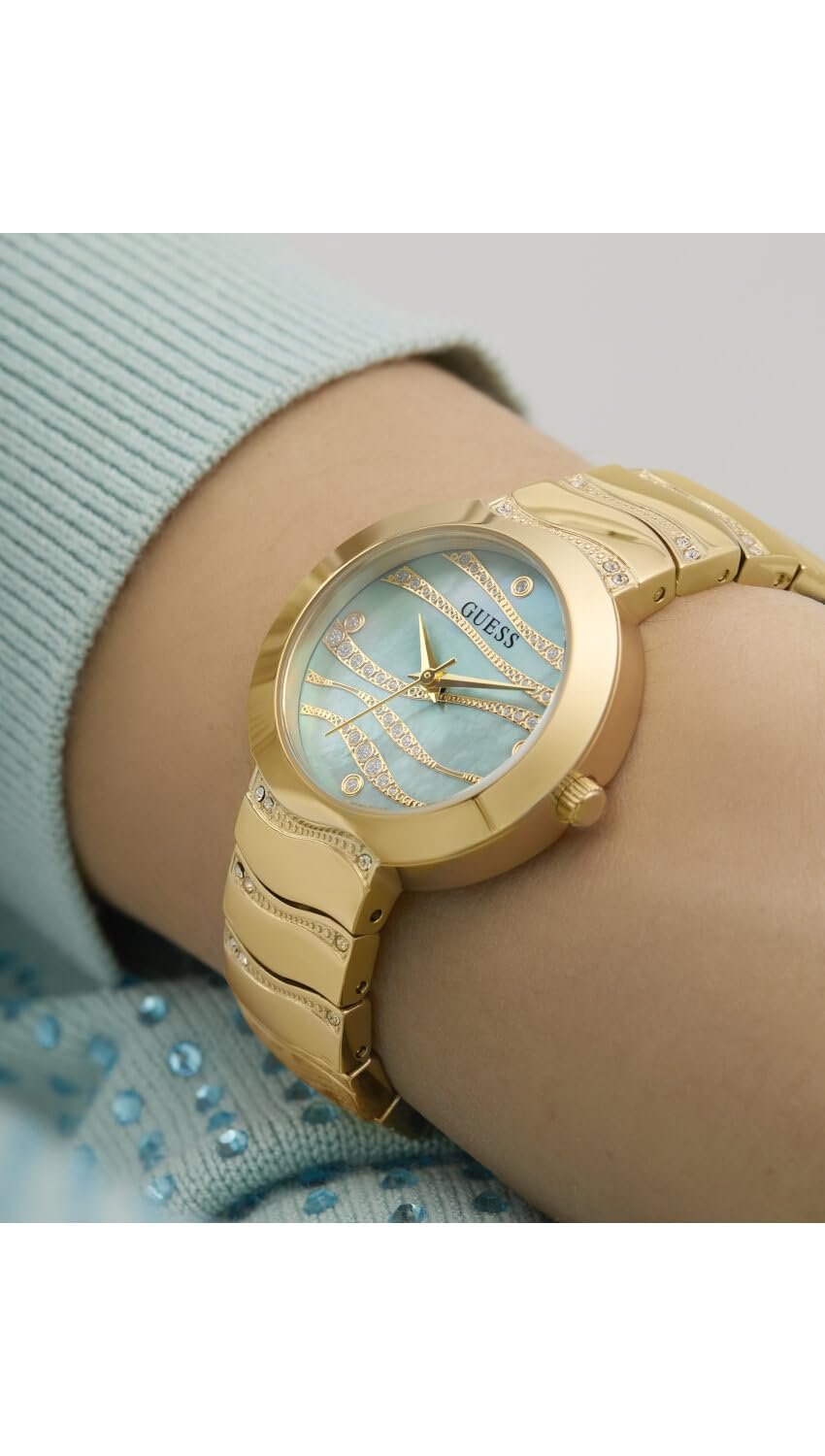 Женские часы GUESS Laguna GW0871L2, нержавеющая сталь, золото, браслет, фото №6