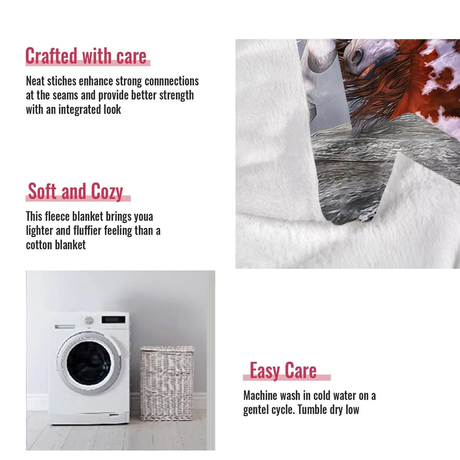 Плед YISUMEI Native Horse Флисовый 150 x 200 см, фото №6