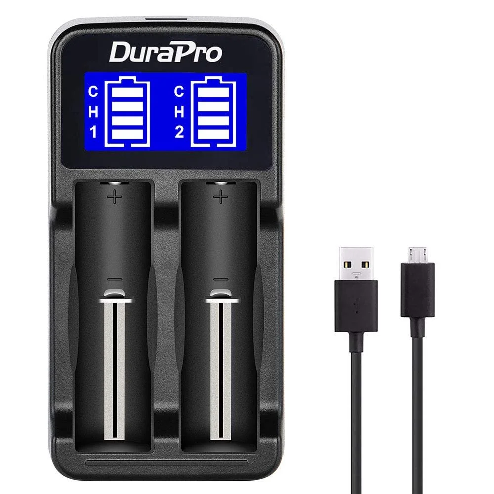 Зарядний пристрій DuraPro LCD Dual USB Intelligent для Li-Ion/NI-MH/NI-Cd 18650 18500 18490 18350 17670 17500 16340 (RCR123) 14500 AА AАA AAAA, фото №1