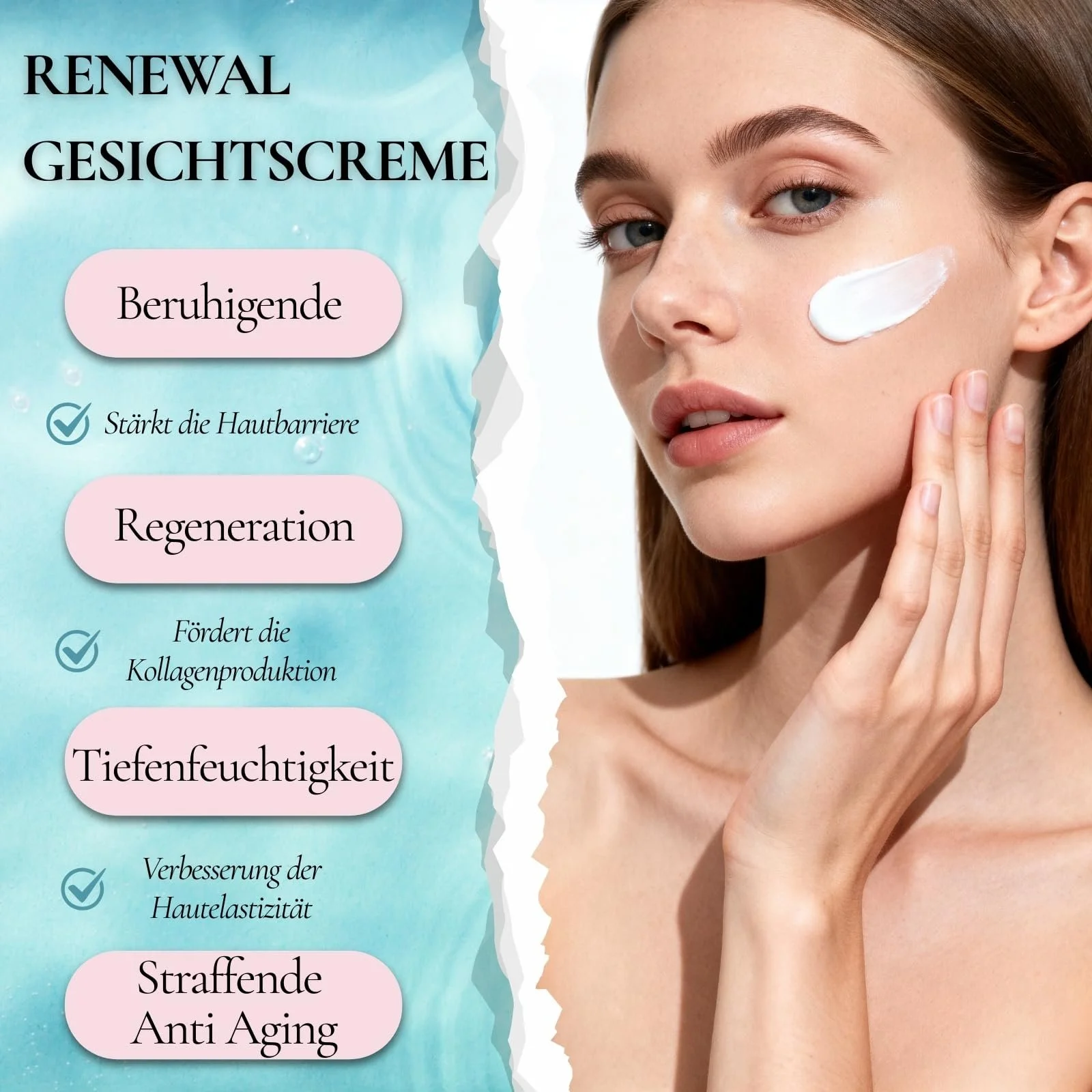 Крем для обличчя Renewal Face Cream Anti-Ageing Repairing з гіалуроном Денний та нічний, фото №3 Крем для обличчя Renewal Face Cream Anti-Ageing Repairing з гіалуроном Денний та нічний, фото №3