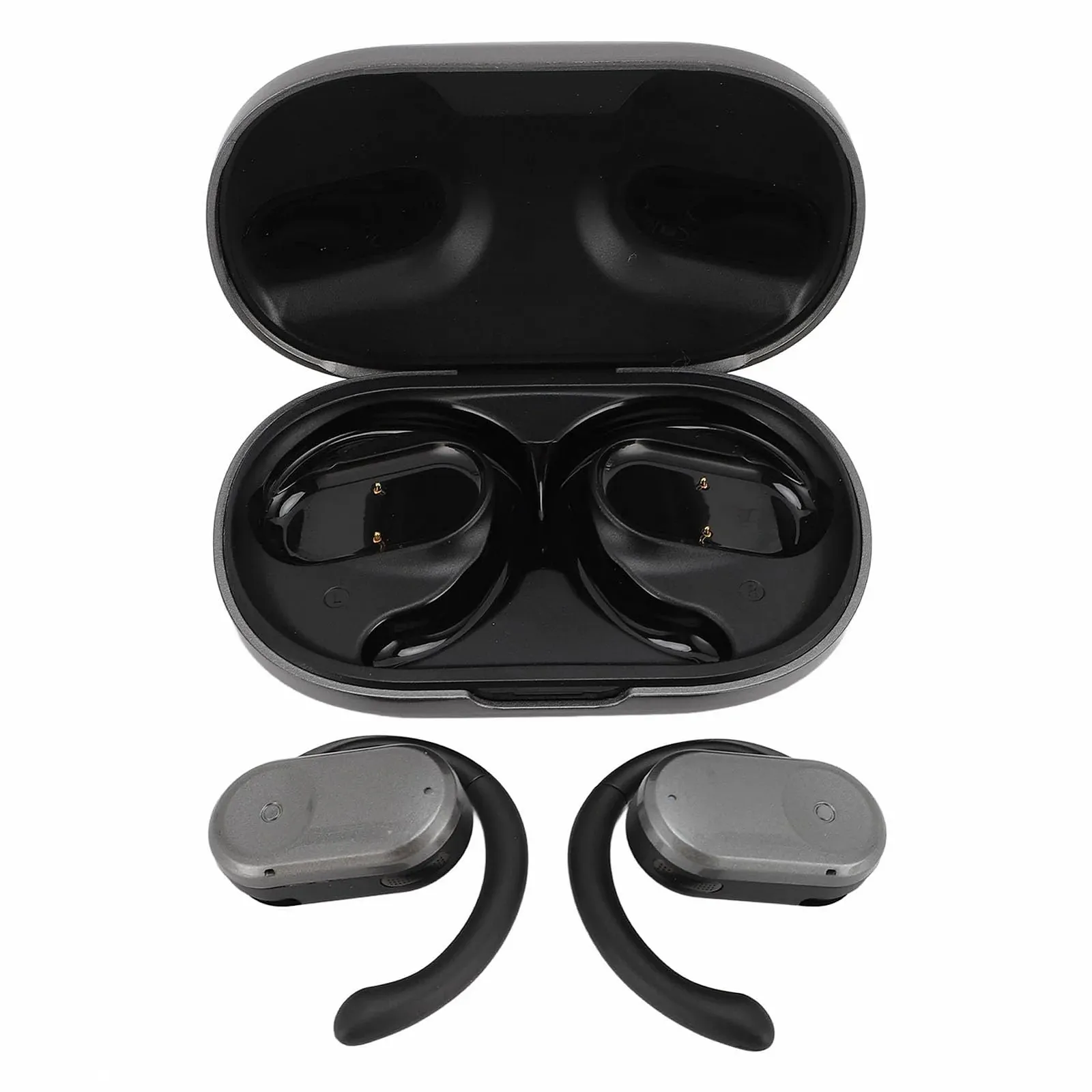 Наушники-переводчик Fockety Q2, 144 языка, онлайн-перевод через приложение, крепление на ухо, двусторонний голосовой перевод в реальном времени, 5 часов работы от аккумулятора, Bluetooth, серый, фото №1