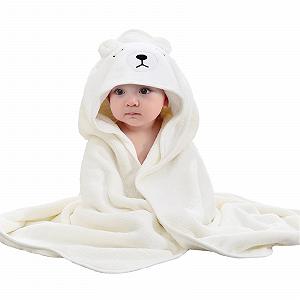 Полотенце с капюшоном Asnewkit для малышей, банное, дизайн животные, 76 x 76 см, белый - Фото 1