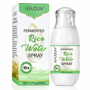 Спрей для роста и восстановления волос Рисовая вода для истонченных волос и при выпадении волос, кондиционирование и увлажнение для поврежденных, сухих, вьющихся или непослушных волос, 50 мл - Фото 1