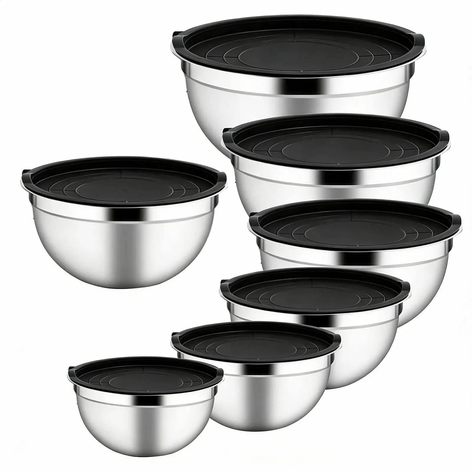 Набор мисок для смешивания 7-Teilige с крышками Stainless Steel, фото №1 Набор мисок для смешивания 7-Teilige с крышками Stainless Steel, фото №1