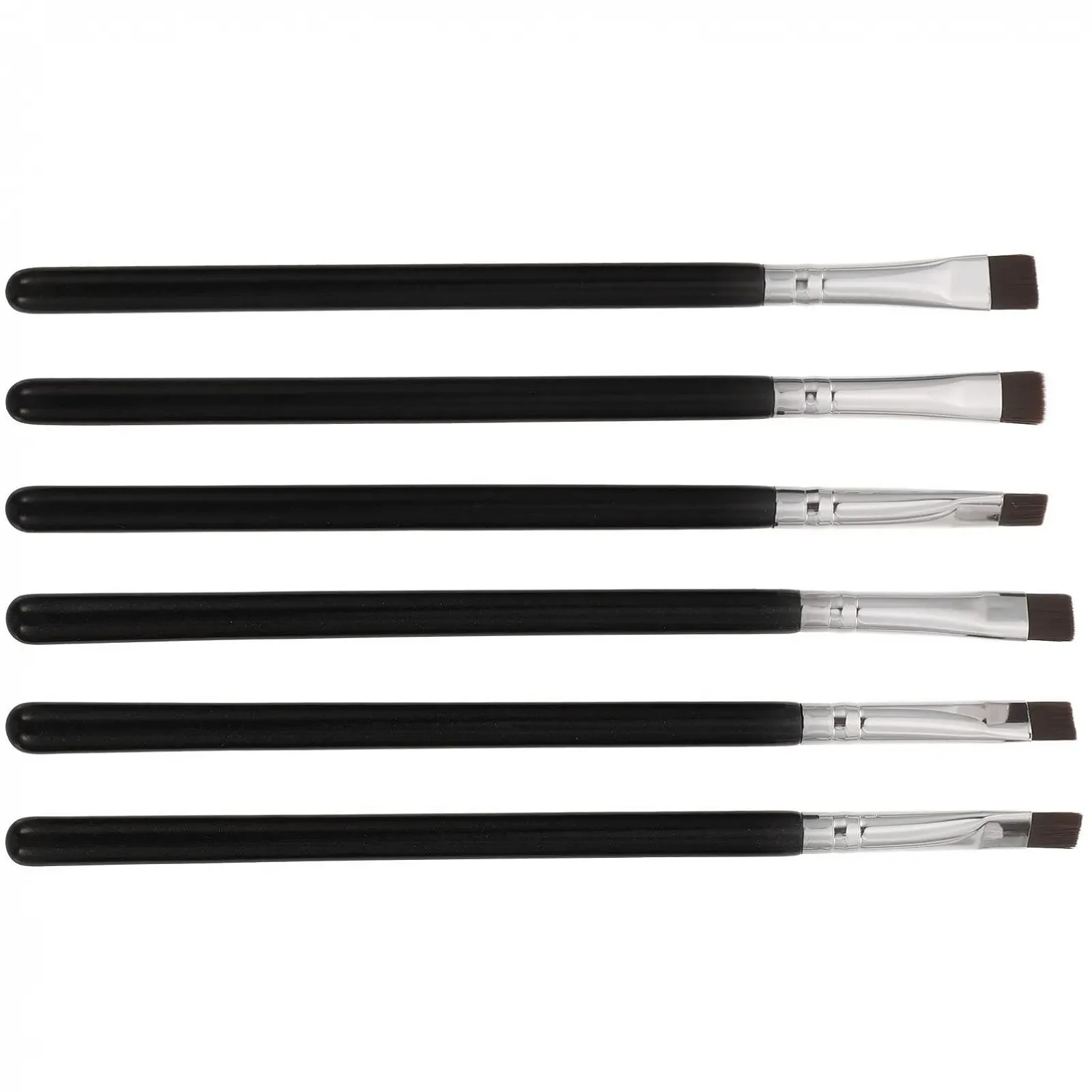 Набір пензлів для підводки очей Beavorty, 6 шт, з пласким пензлем для брів, дерев'яною ручкою, фото №1