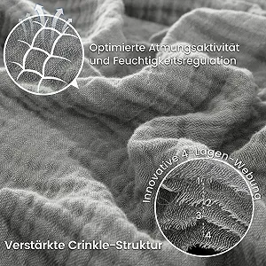 Муслиновое одеяло PHF 100% хлопок, 150 x 200 см, серое synthetic.ua - Фото 1