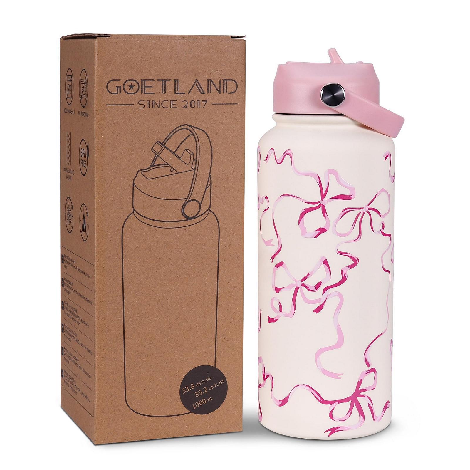 Пляшка-термос Goetland Grinding 1 л з трубочкою Pink, фото №1 Пляшка-термос Goetland Grinding 1 л з трубочкою Pink, фото №1
