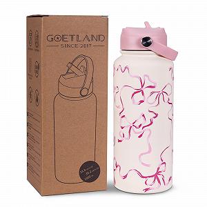 Пляшка-термос Goetland Grinding 1 л з трубочкою Pink - Фото 1