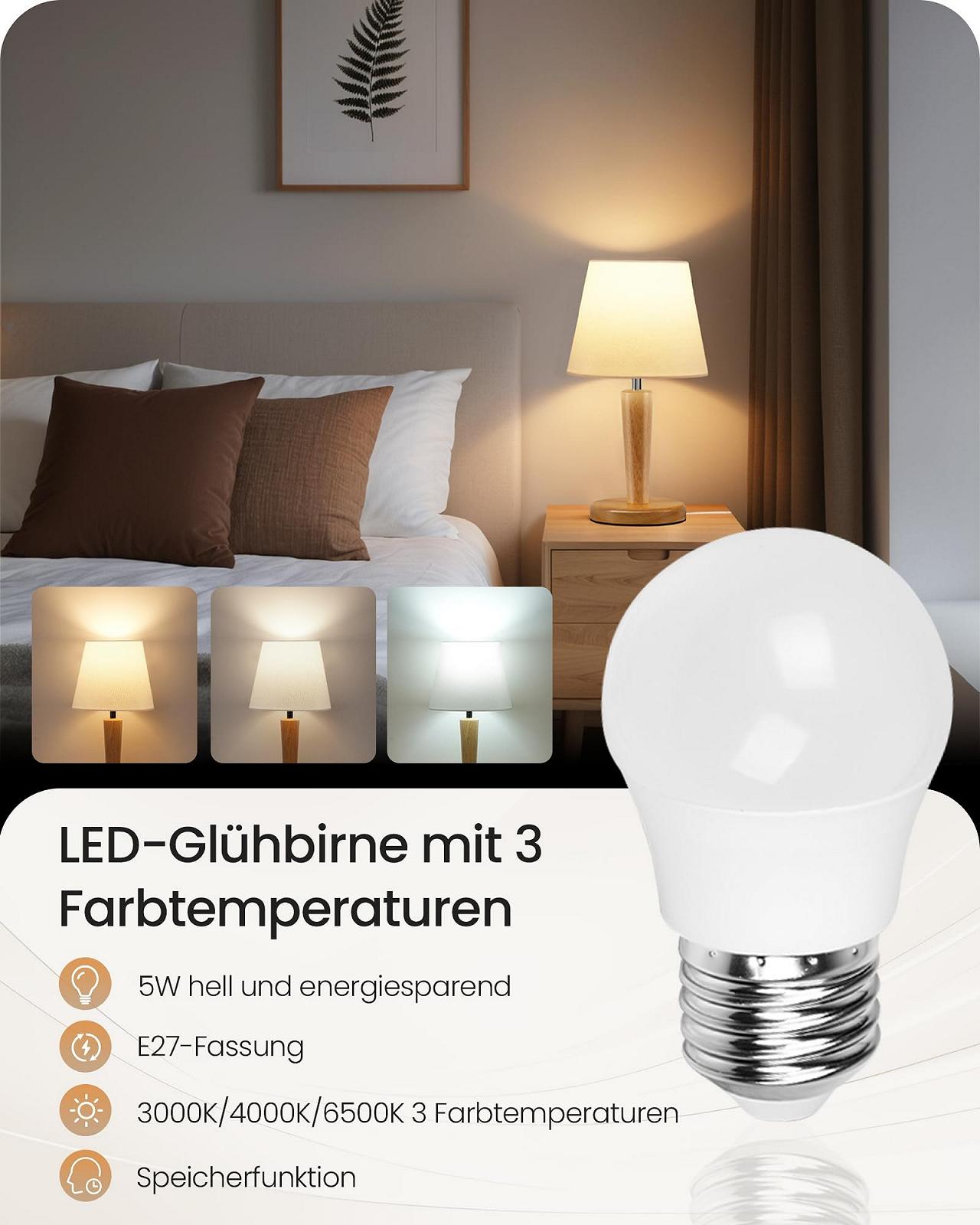 Настільна лампа ZMW13TLDP205 дерев'яна набір з 2 шт E27 3000K/4000K/6500K Біла, фото №2