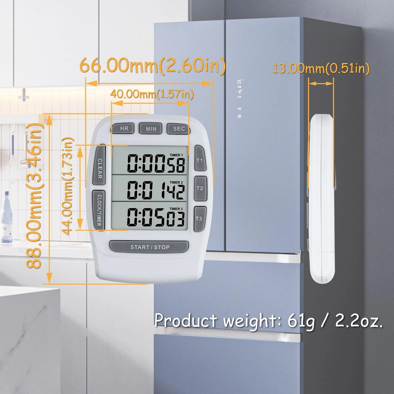 Таймер цифровой Jayron JR-KT001 3-канальный LCD Магнитный, фото №6 Таймер цифровой Jayron JR-KT001 3-канальный LCD Магнитный, фото №6