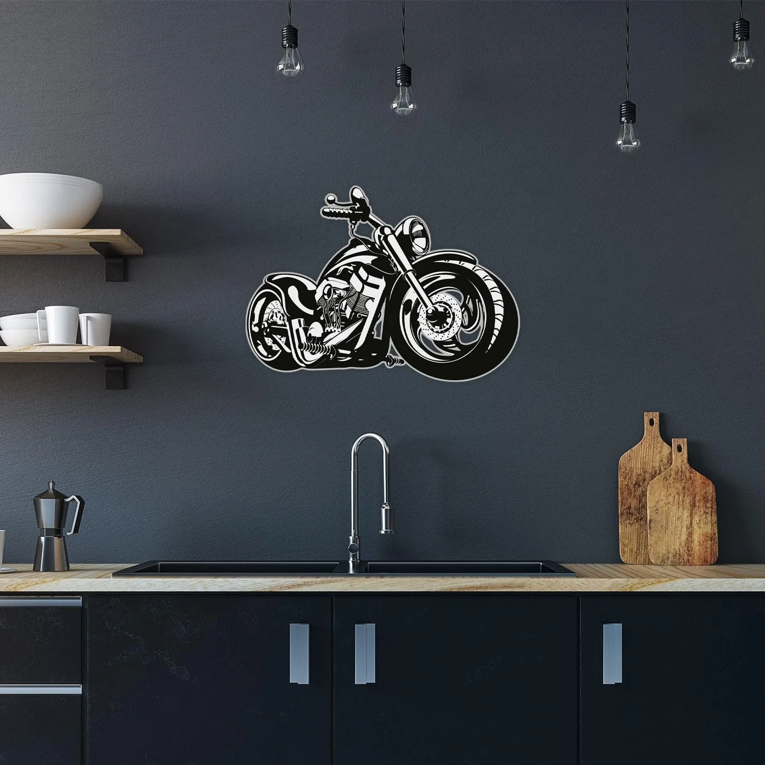 Наклейка на стіну kfz_266 Мотоцикл Матова 500 x 360 мм Чорно-біла, фото №5 Наклейка на стіну kfz_266 Мотоцикл Матова 500 x 360 мм Чорно-біла, фото №5