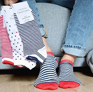 Жіночі шкарпетки Vincent Creation Смужки та горошок Морський стиль 8 пар synthetic.ua - Фото 1