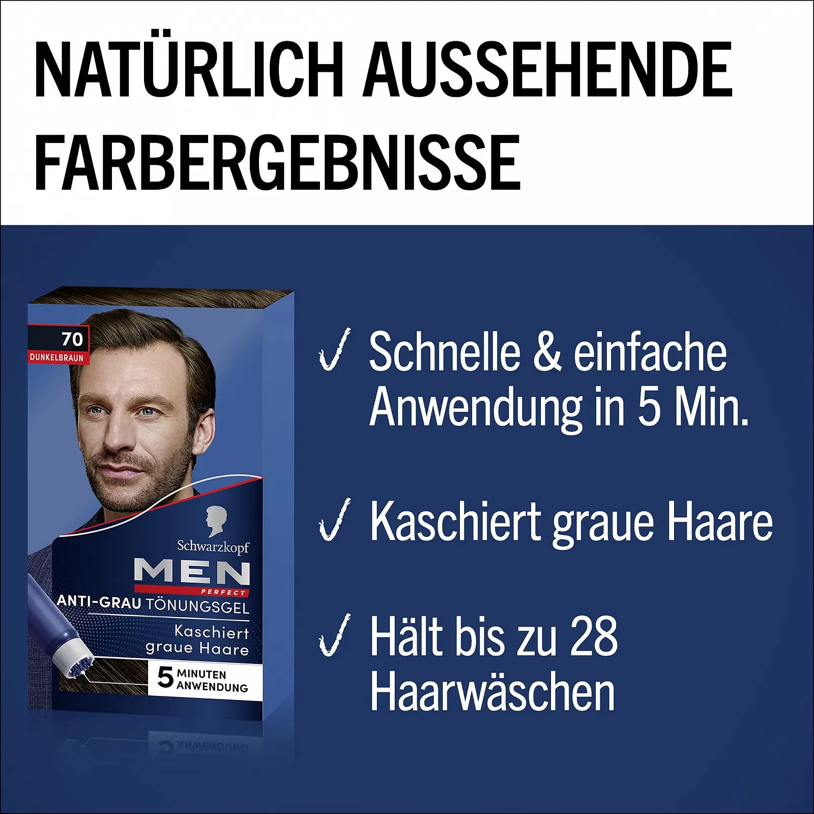 Гель-фарба для волосся Schwarzkopf Men Perfect проти сивини, 70 Натуральний темно-коричневий, 3 x 40 мл, фото №2 Гель-фарба для волосся Schwarzkopf Men Perfect проти сивини, 70 Натуральний темно-коричневий, 3 x 40 мл, фото №2