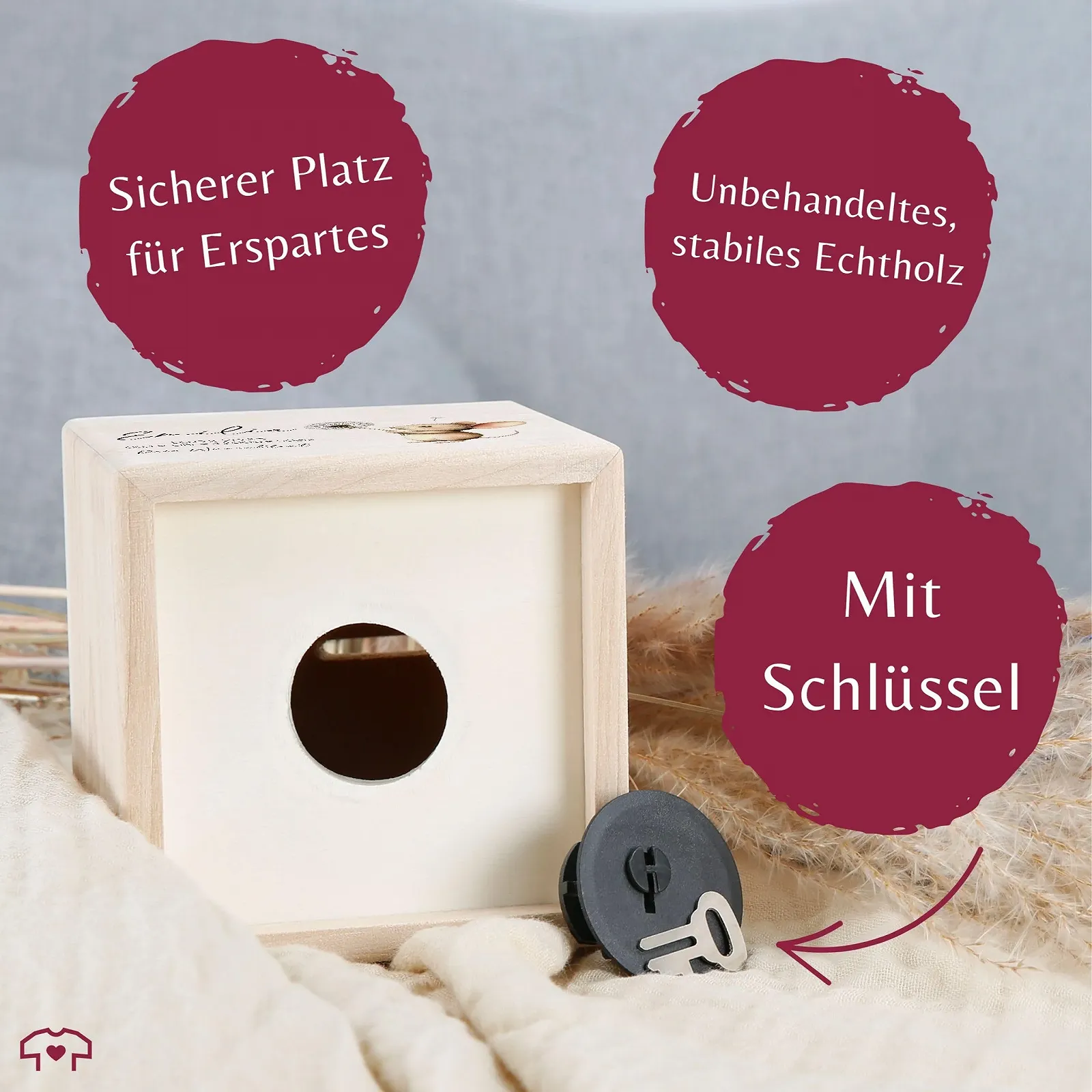 Скарбничка Мишки дерев'яна із замком та ключем, фото №4