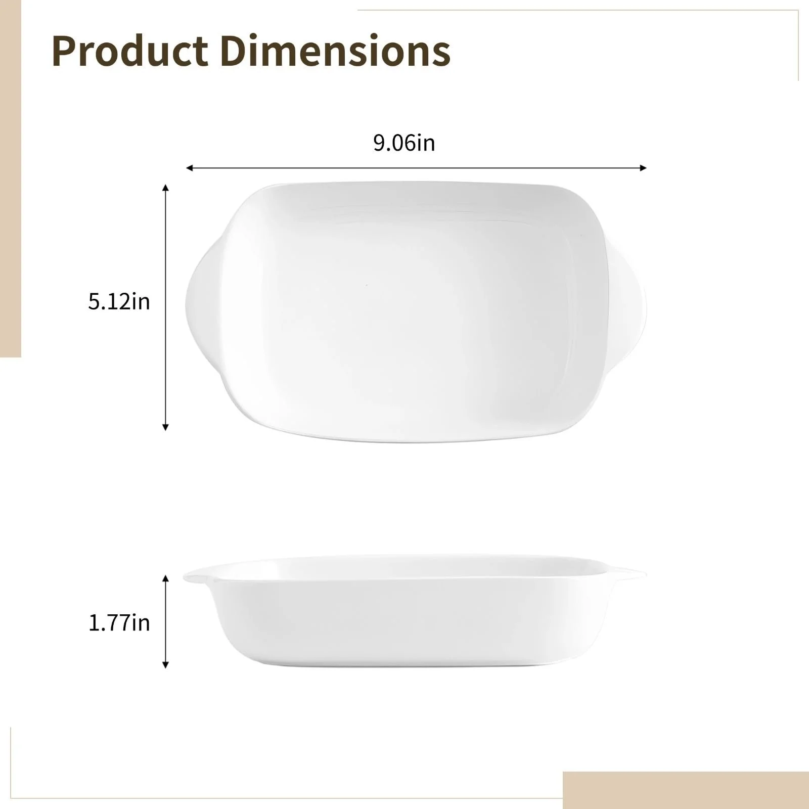 Набір форм для запікання з 2 шт. керамічні білі з ручками, фото №3