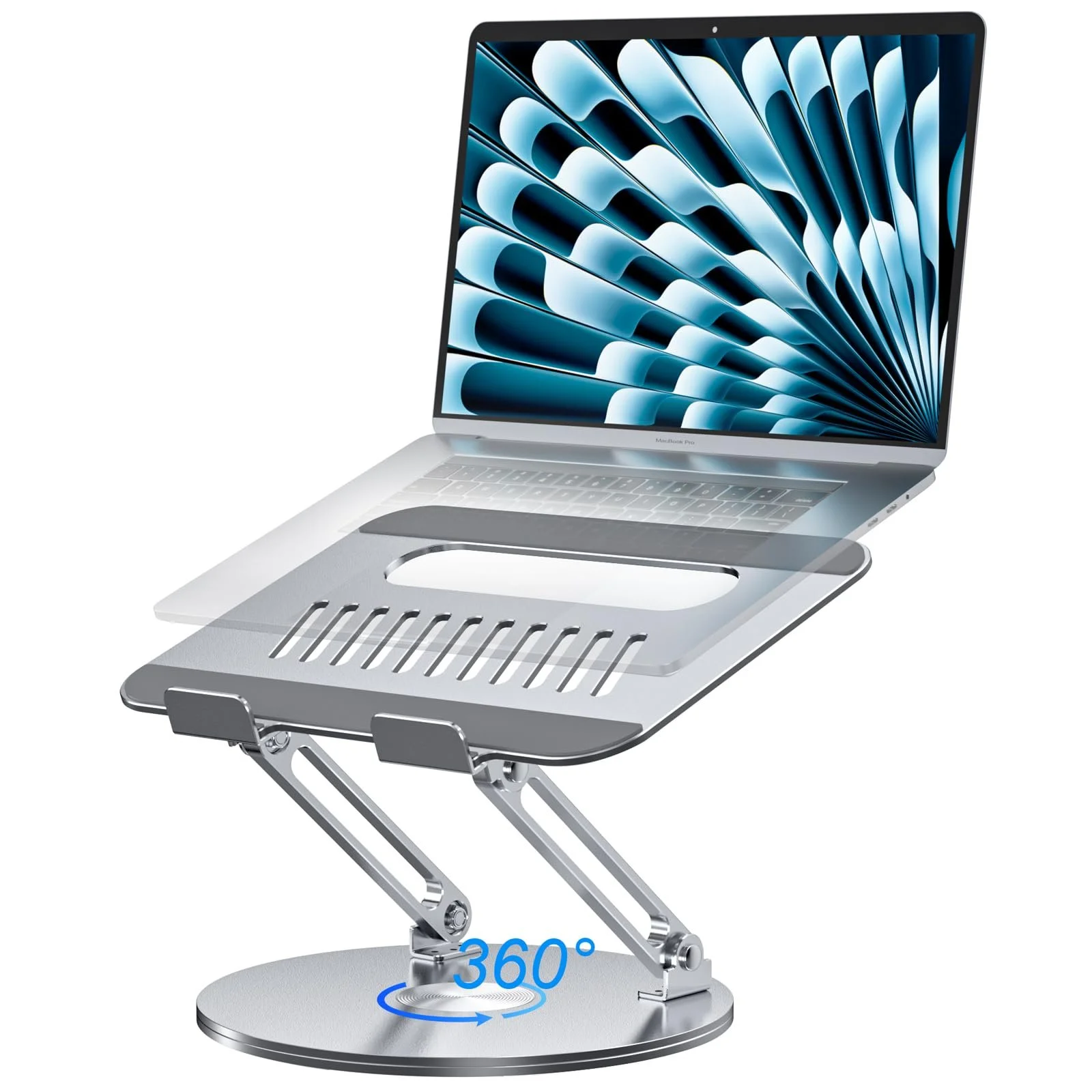 Підставка для ноутбука, регульована по висоті, складана, ергономічна вентильована з обертовою основою 360, вертикальний тримач для ноутбука, сумісна з Notebook MacBook Air/Pro, Dell, HP і ноутбуками 11-16 дюймів, фото №1