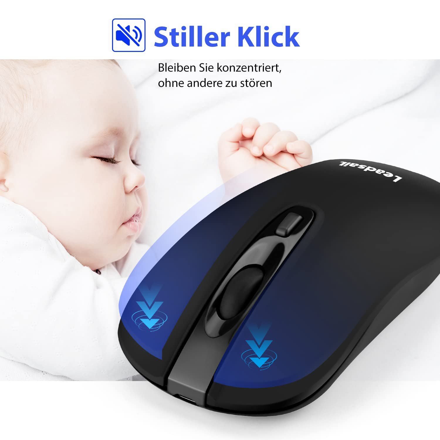 Мышь Беспроводная Перезаряжаемая 2.4 GHz Эргономичная Тихий Клик LeadsaiL 2400 DPI, фото №3