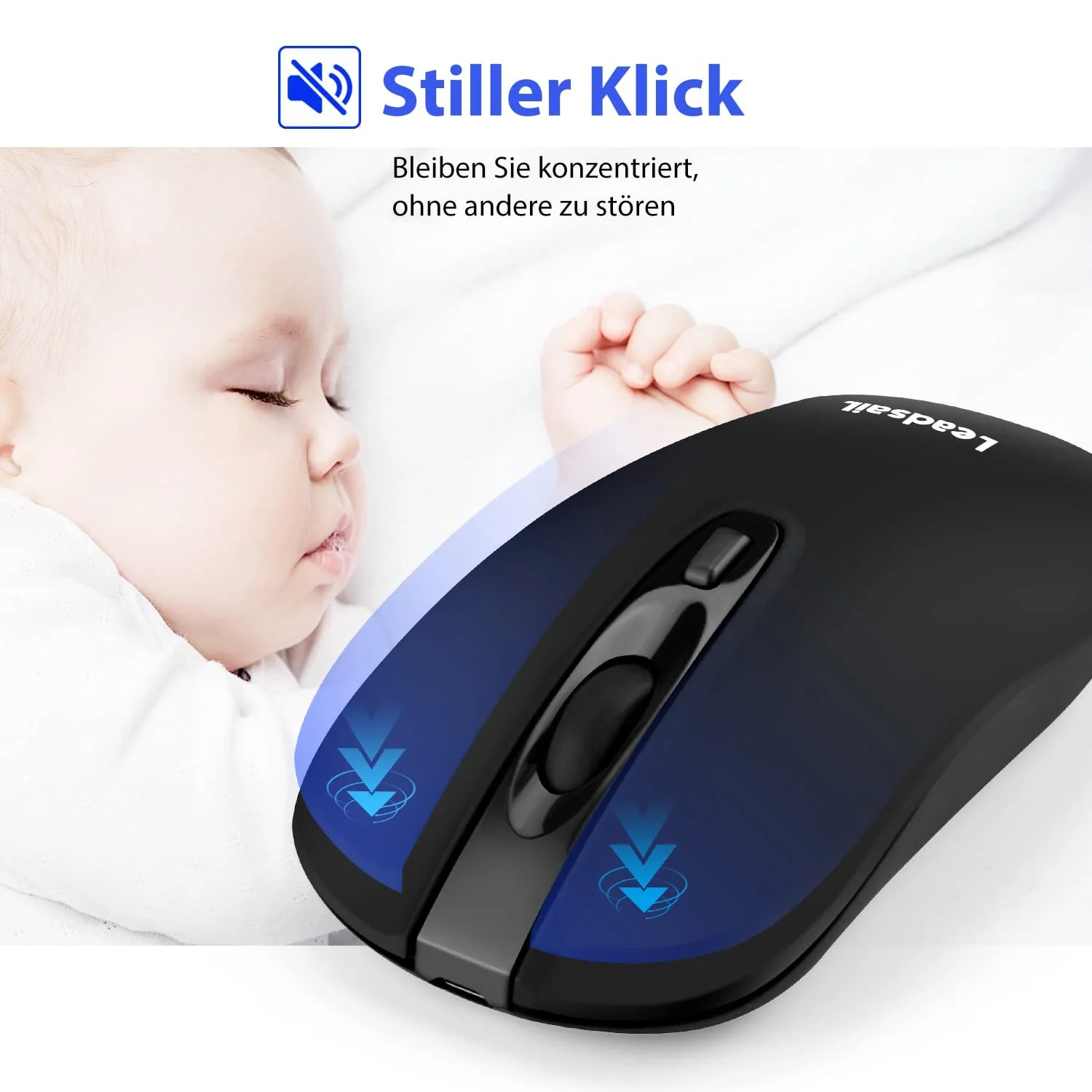 Мышь Беспроводная Перезаряжаемая 2.4 GHz Эргономичная Тихий Клик LeadsaiL 2400 DPI, фото №3