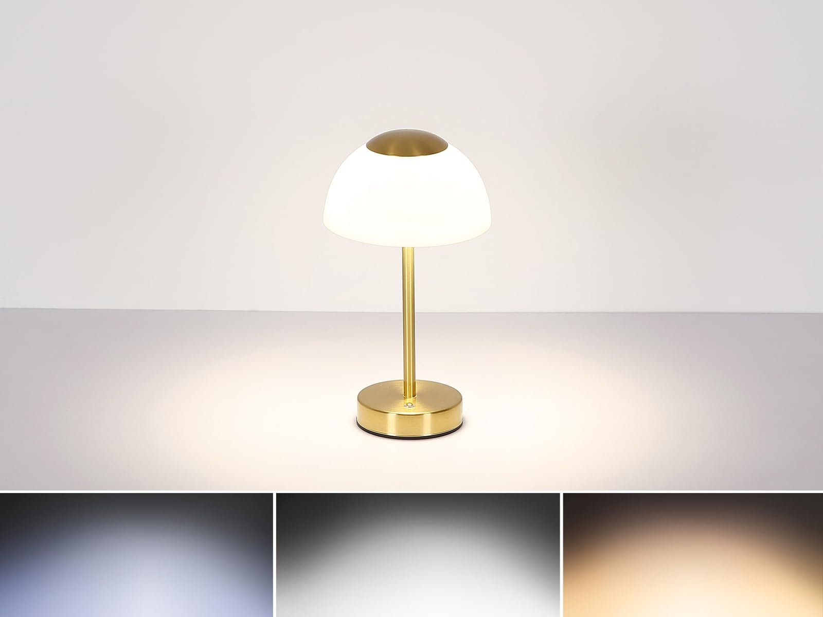 Набір із 2 настільних ламп meineWunschleuchte Dimmable Battery USB 31 см Латунь, фото №5