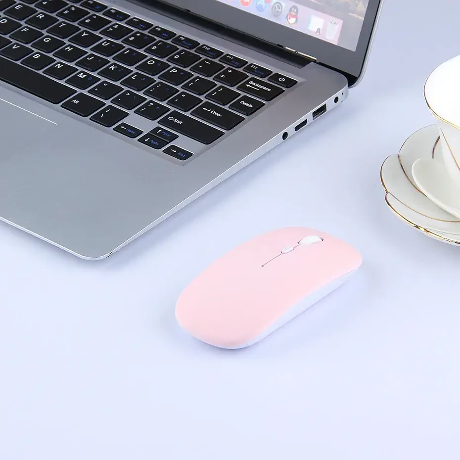 Мышка бесшумная компьютерная UGREEN перезаряжаемая Bluetooth Розовая, фото №4