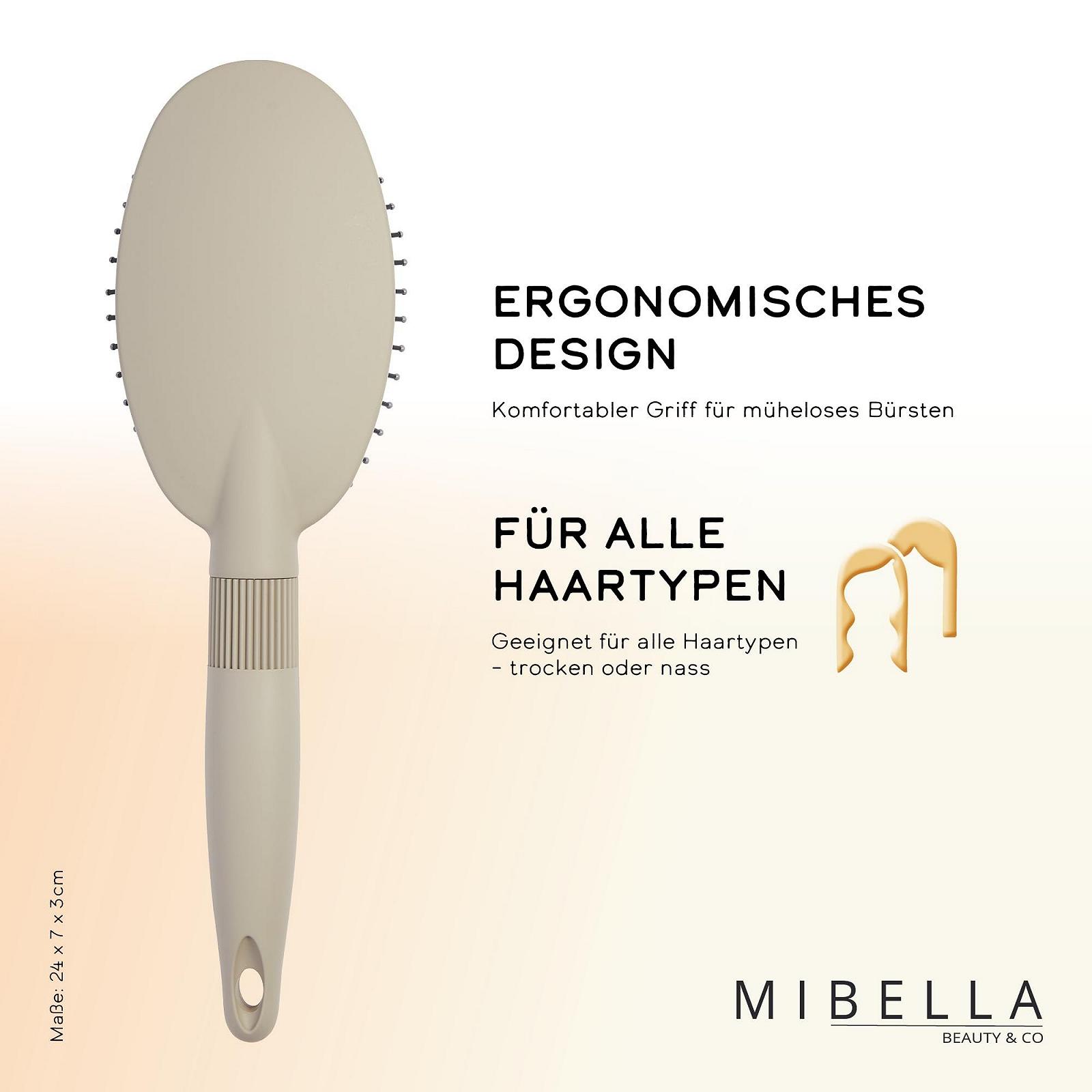 Щітка MIBELLA BEAUTY & CO овальна з пластиковими штифтами та подушкою для легкого та ніжного розчісування і масажу голови, без висмикування, фото №2