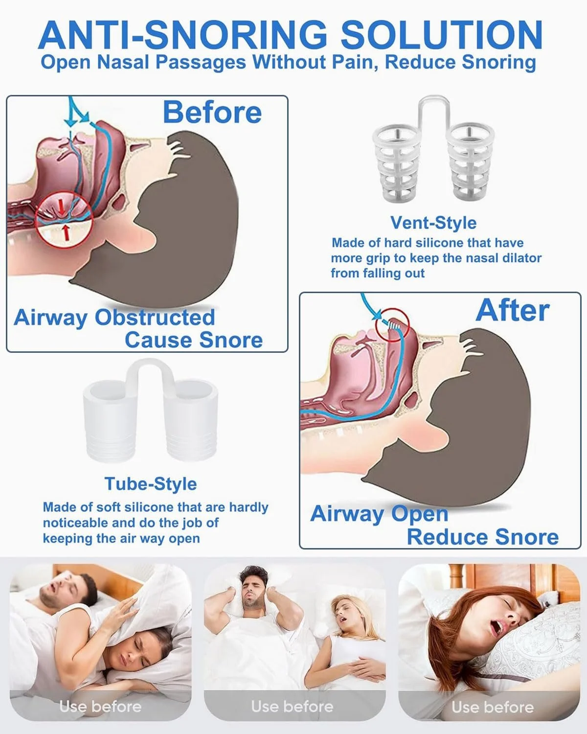 Засіб від хропіння 8 шт., проти хропіння, покращує дихання, покращує сон, багаторазовий, фото №4