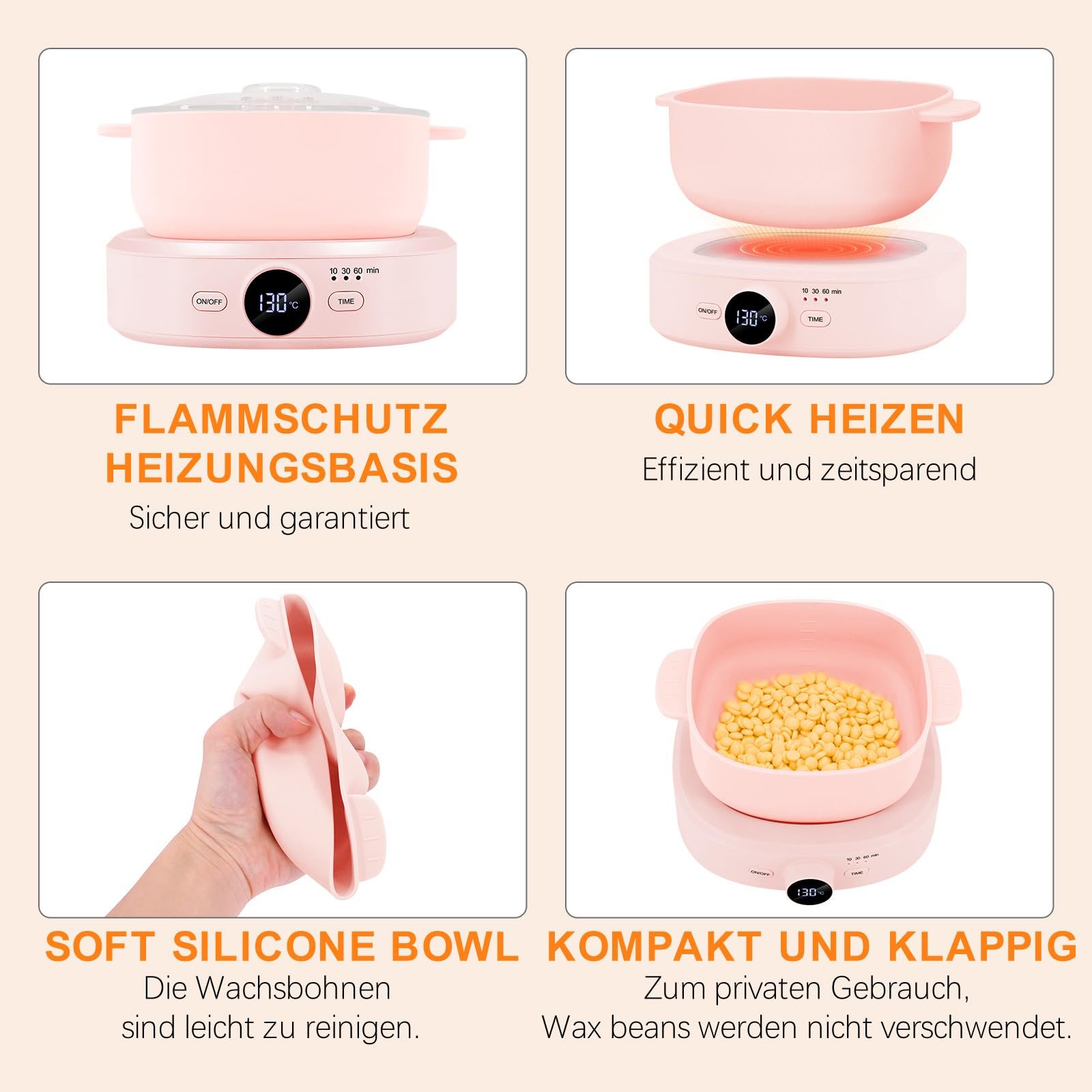 Воскоплав электрический Professional Electric Wax Heater с регулировкой температуры и таймером Pink, фото №6