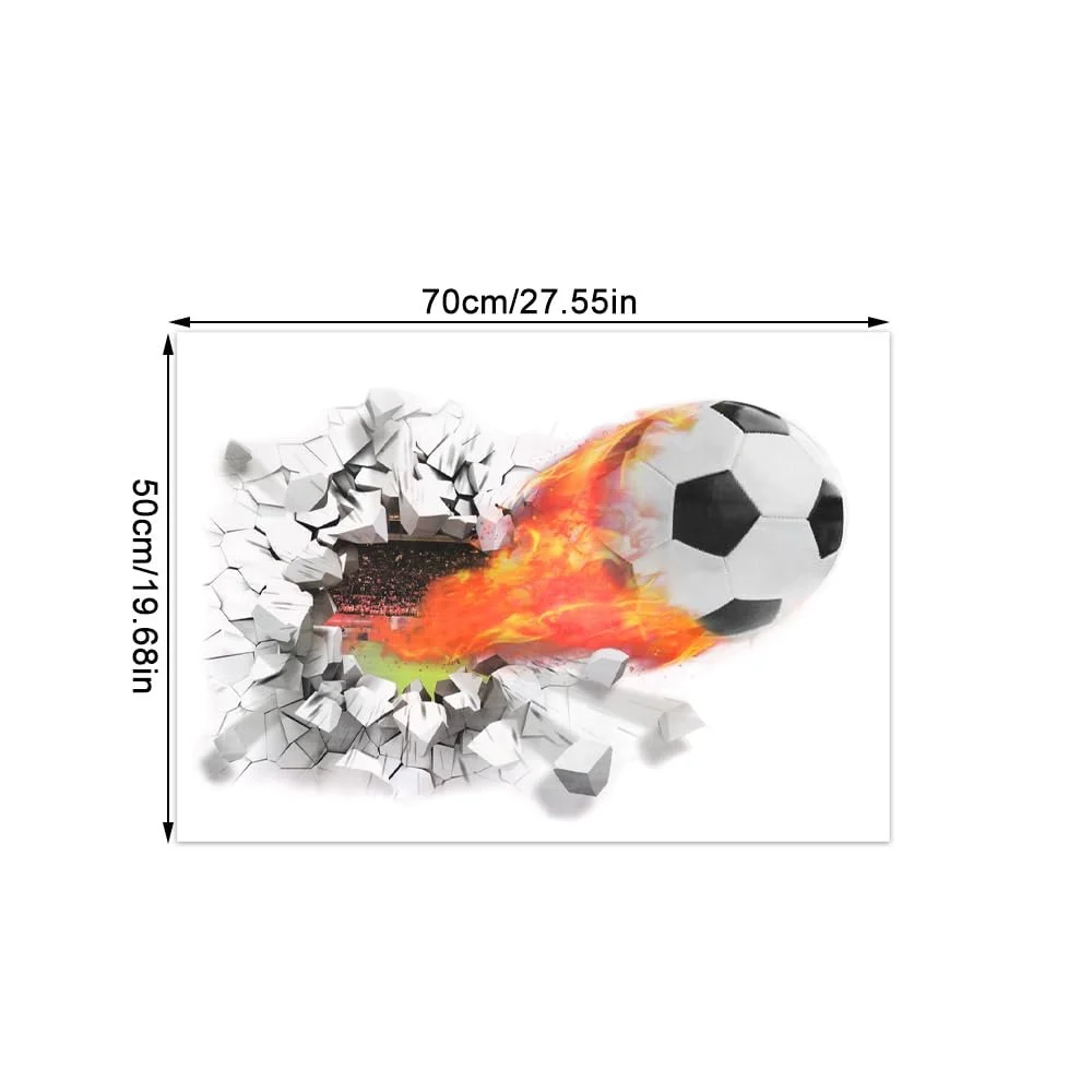 Наклейка на стіну YunBey 3D Football Breakthrough 50 x 70 см, фото №2
