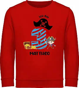 Свитшот Shirtracer I Am 3 Pirate with Name Pirate Adventure Third Children's Birthday Pirate Theme 3rd Birthday - Фото 1
