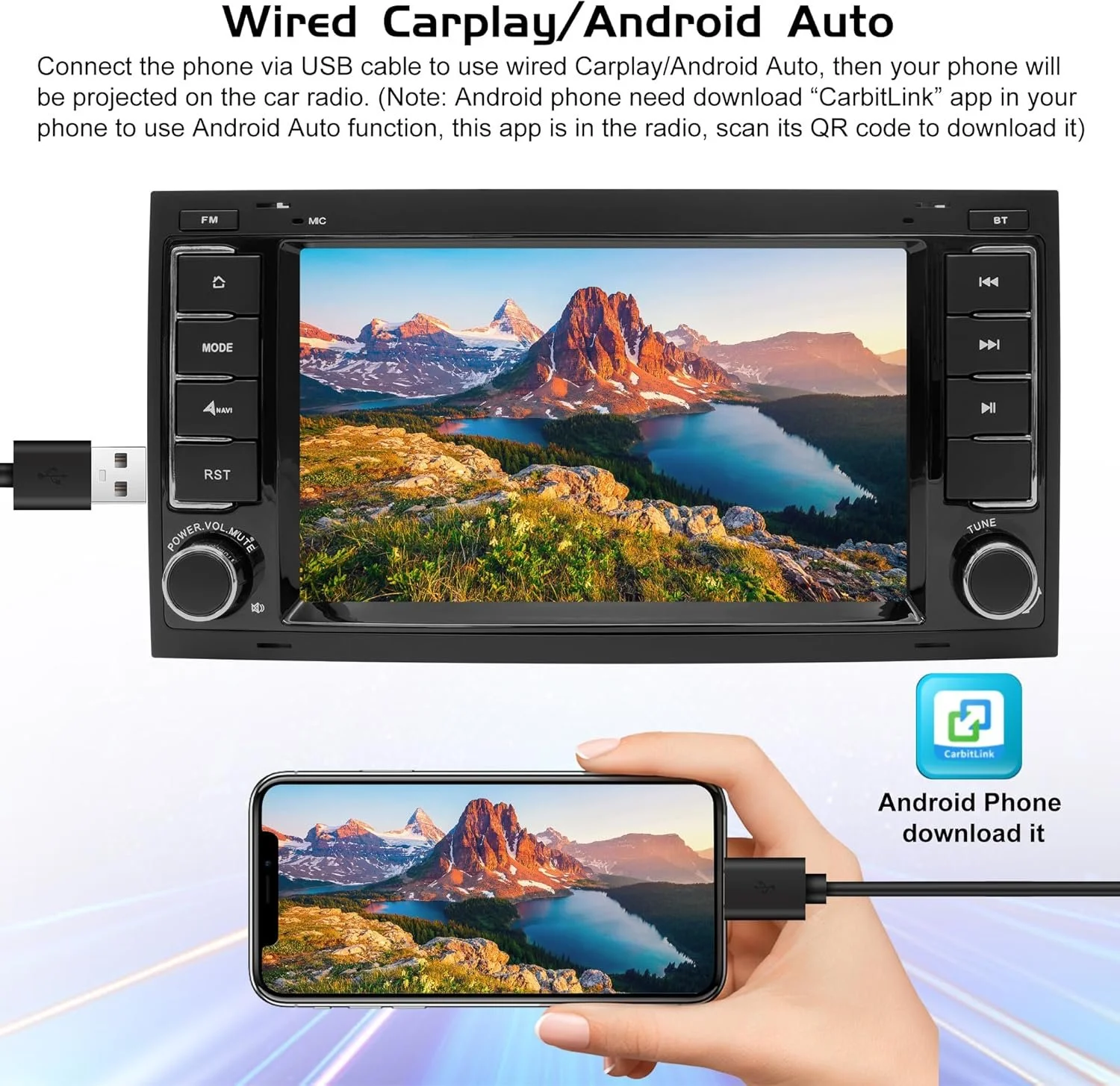 Штатная автомагнитола OVRICH для VW Volkswagen Touareg T5 Transporter / 7" / Сенсорная / 2/16Гб / Android 13 / Apple CarPlay / Android Auto / Bluetooth / WI-FI / GPS / USB, фото №8