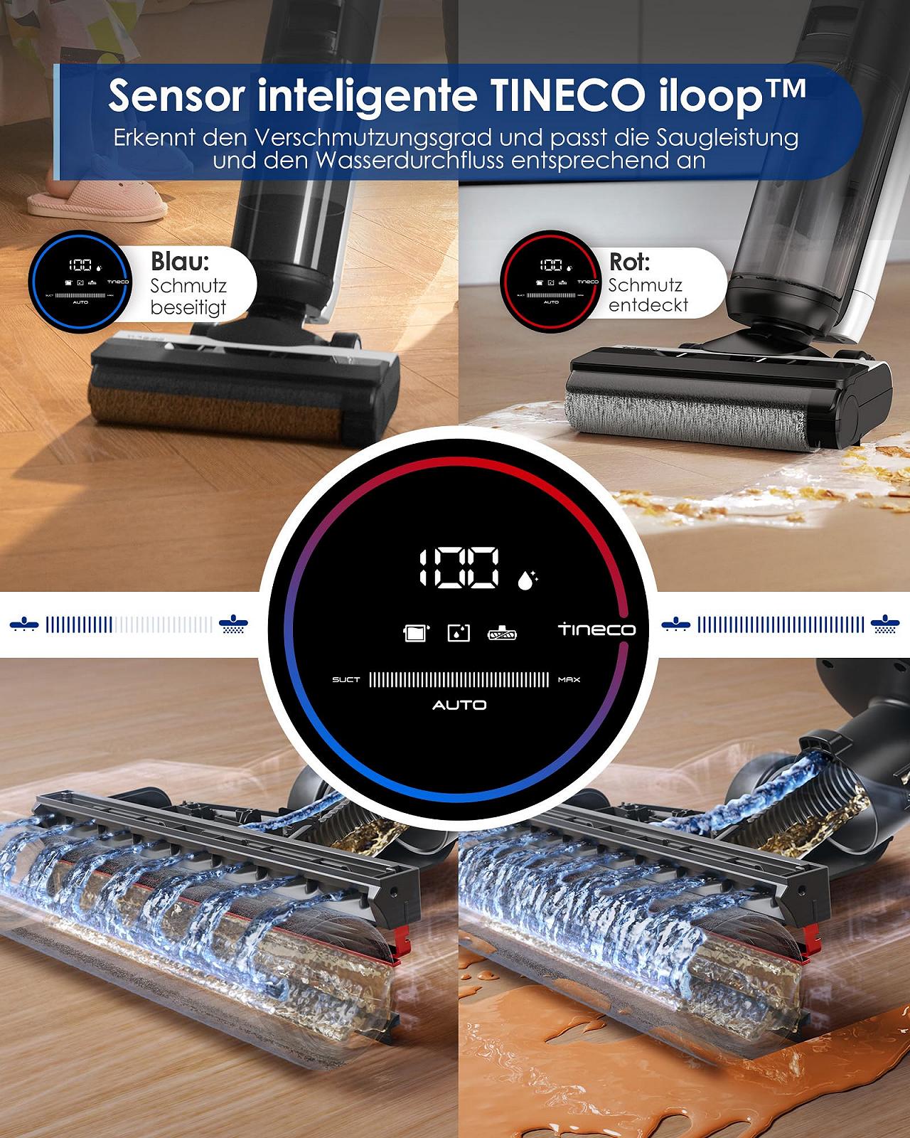 Пилосос Tineco Floor One S5 Smart Wet/Dry Вакуумний для прибирання з технологією iLoop, бездротовий з подвійним баком, самочищенням, LED дисплей для твердих підлог, для шерсті тварин, фото №4