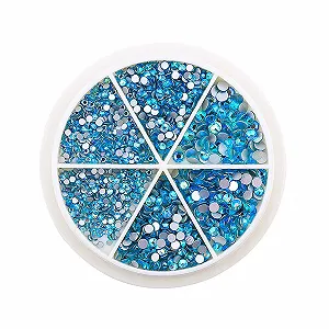 Стрази для нігтів, аксесуари взуття, сумок 6 дисків, стрази 6 розмірів, плоска задня частина з коробкою 1 Чорний - Фото 1