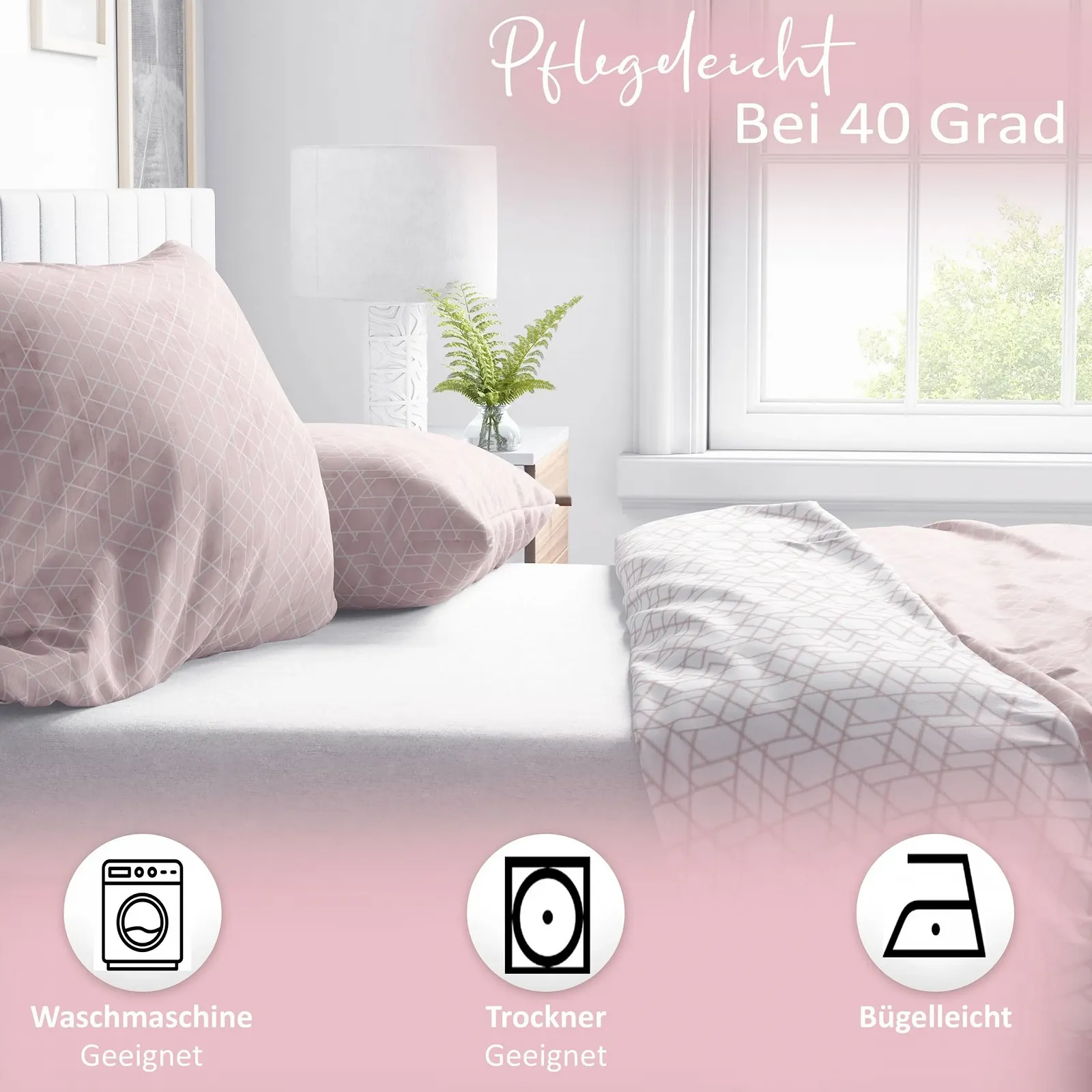 Постільна білизна Leonado Vicenti Renforcé 100% Cotton Reversible Diamond Design 135 x 200 см Рожево-біла, фото №4