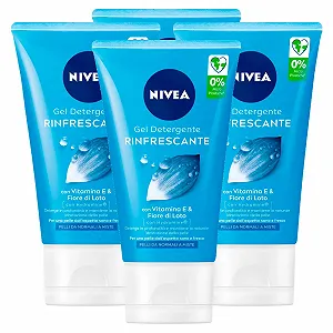 Гель для умывания Nivea Refreshing для нормальной и комбинированной кожи с витамином Е и Hydra IQ, 4 x 150 мл - Фото 1