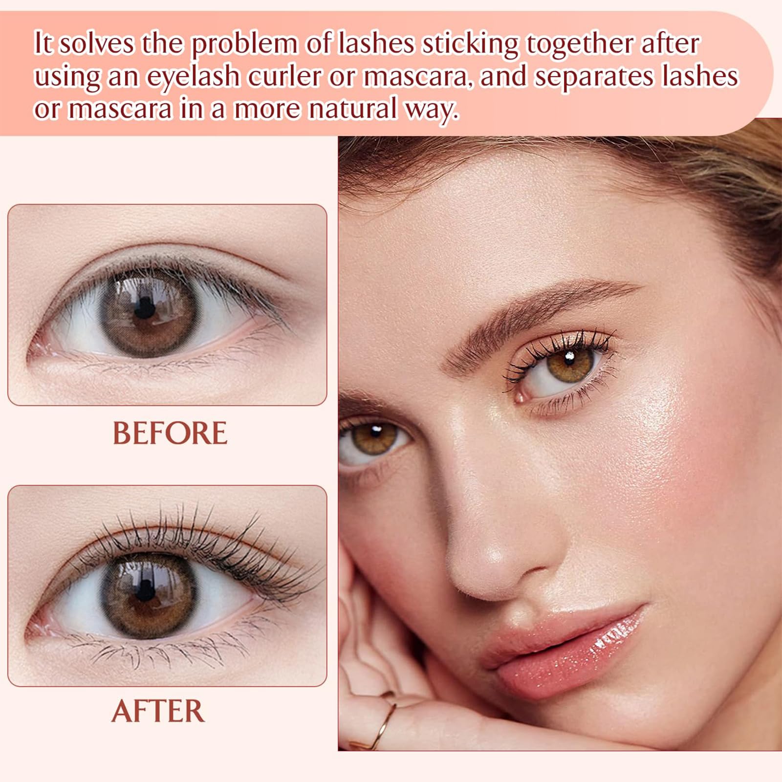 Гребінець Auiremrti Eyelash Comb Separator Bow Eyelash Definer Comb Makeup Mascara Comb Applicator з чохлом рожевий, фото №4