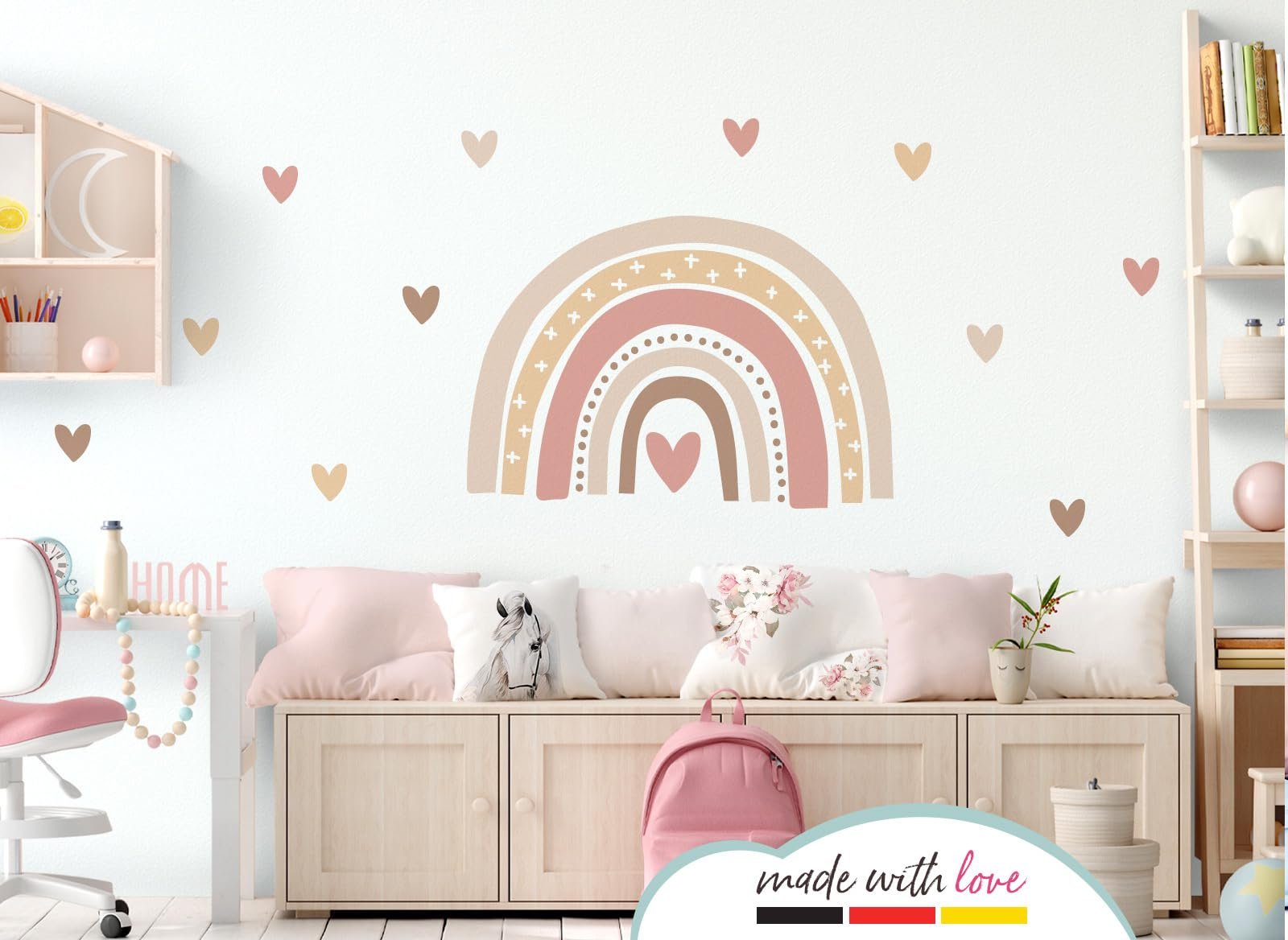 Наклейка на стену Little Deco DL935-5 Радуга Бохо Сердца для детской комнаты, фото №2