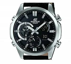 Часы Casio Edifice ERA-500L-1AER Мужские Аналоговые Цифровые Кварцевые Кожаные, черный, размер блока, ремешок. synthetic.ua - Фото 1