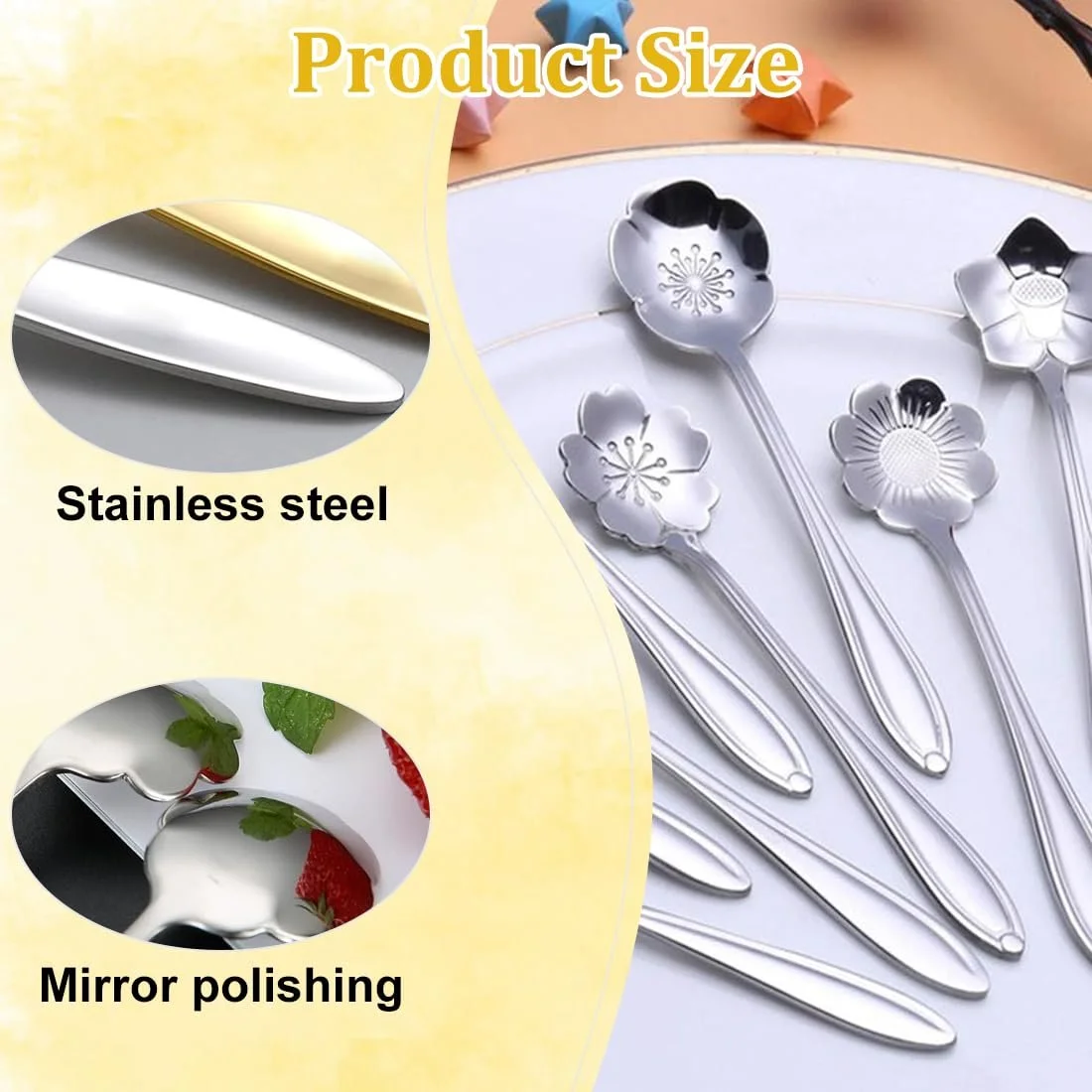 Набір з 8 квіткових ложок з нержавіючої сталі, фото №3