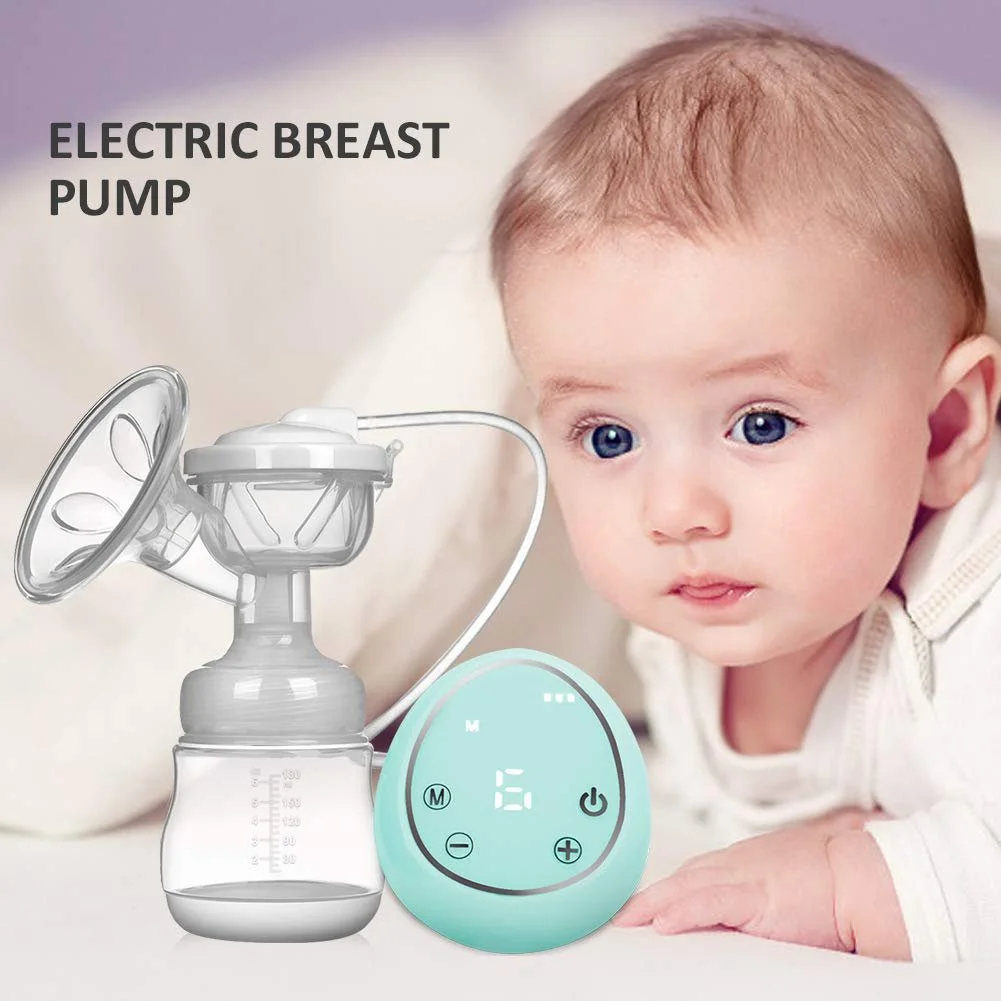 Молокоотсос электрический одинарный, включает силиконовую пустышку с массажем и всасыванием, зеленый, фото №2