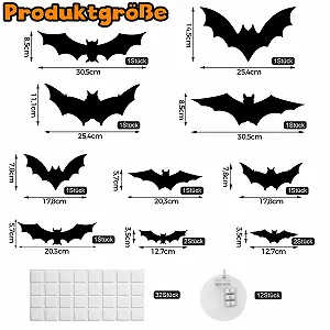 Декоративні наклейки ALEGRE Halloween 3D Bat з LED-підсвіткою 12 шт. фіолетові. synthetic.ua - Фото 1