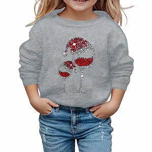 Пуловер для девочки с принтом, детский лонгслив с круглым вырезом, мягкий, повседневный, флисовый - Фото 1