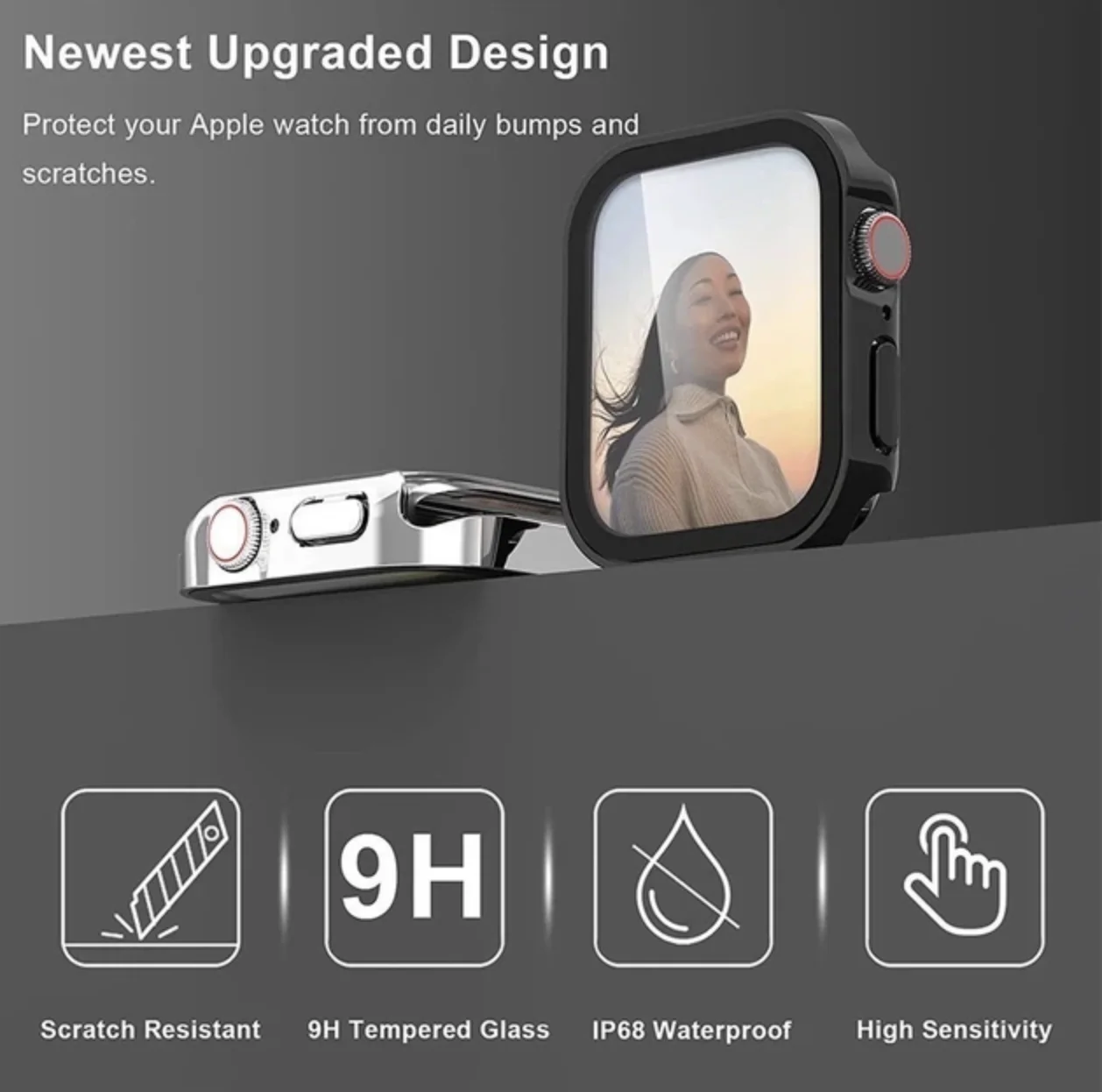 Чехол-бампер Choice 2 со стеклом для Apple Watch 45 мм Серый, фото №3