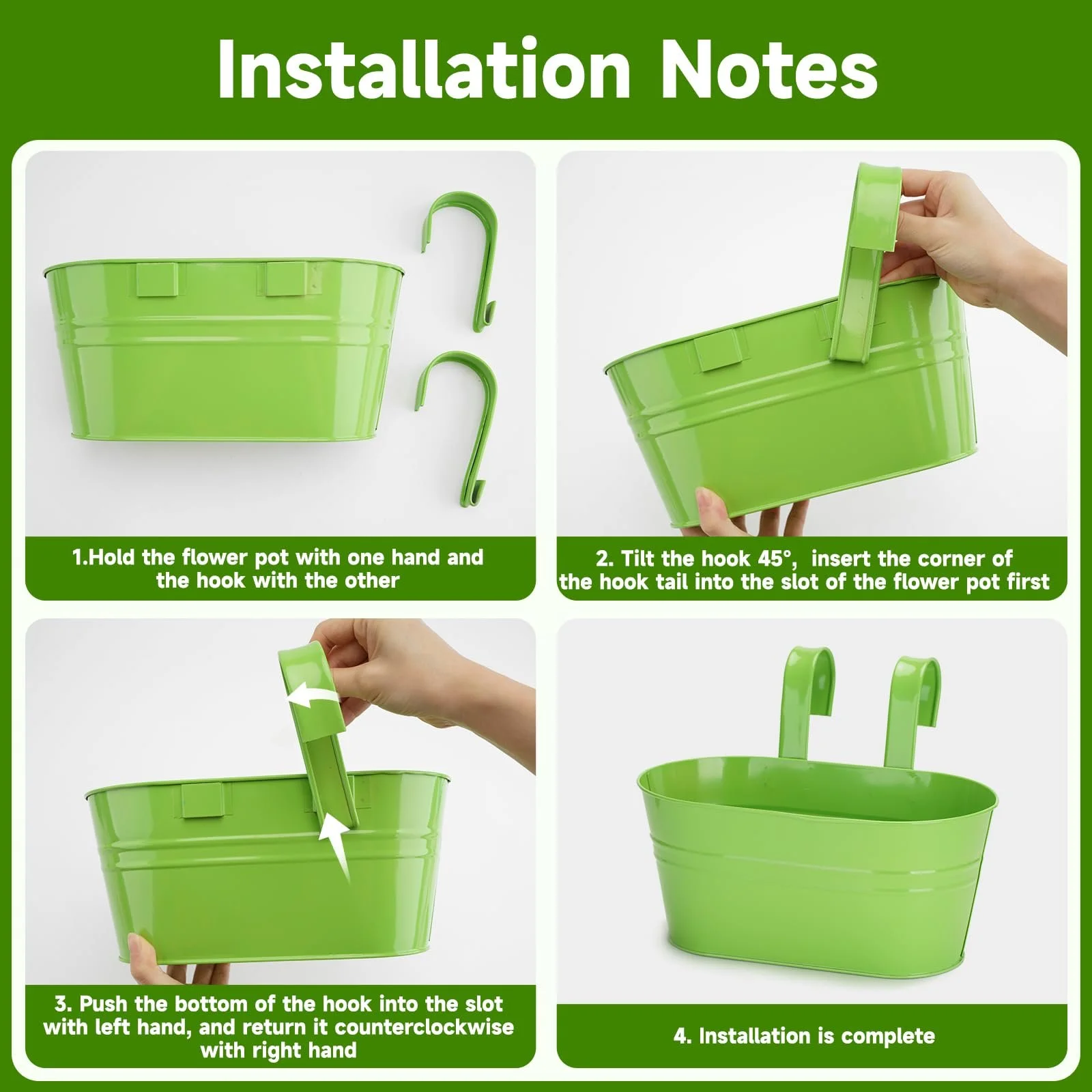 Подвесные цветочные горшки KINGLAKE Набор 4 шт 27 см металлические Разноцветные, фото №4