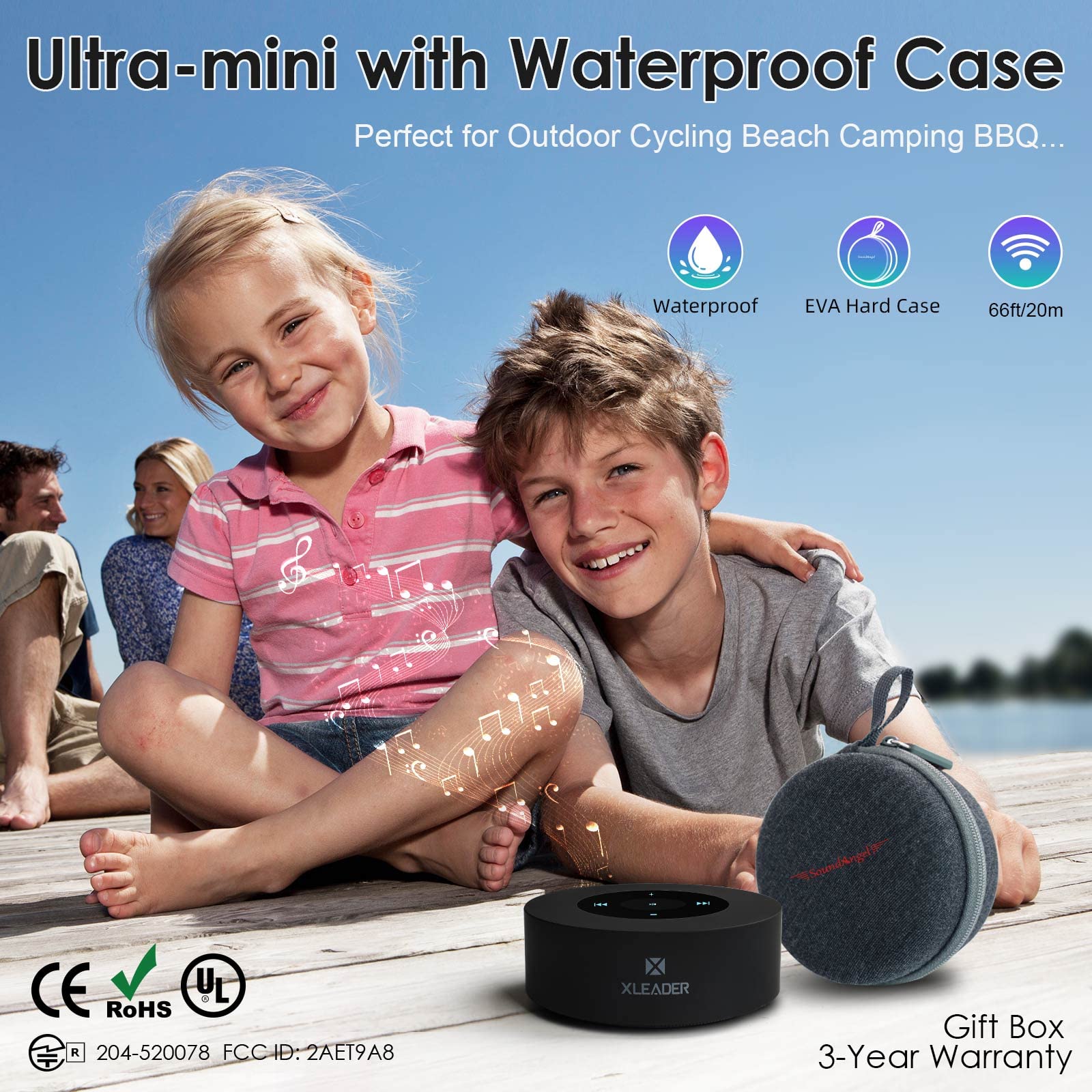 [LED Touch Дизайн] Xleader Bluetooth Динамик A8, Черный, фото №6