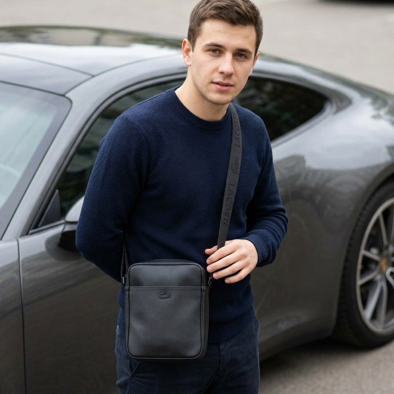 Чоловіча сумка Lacoste через плече, Чорна, фото №7 Чоловіча сумка Lacoste через плече, Чорна, фото №7