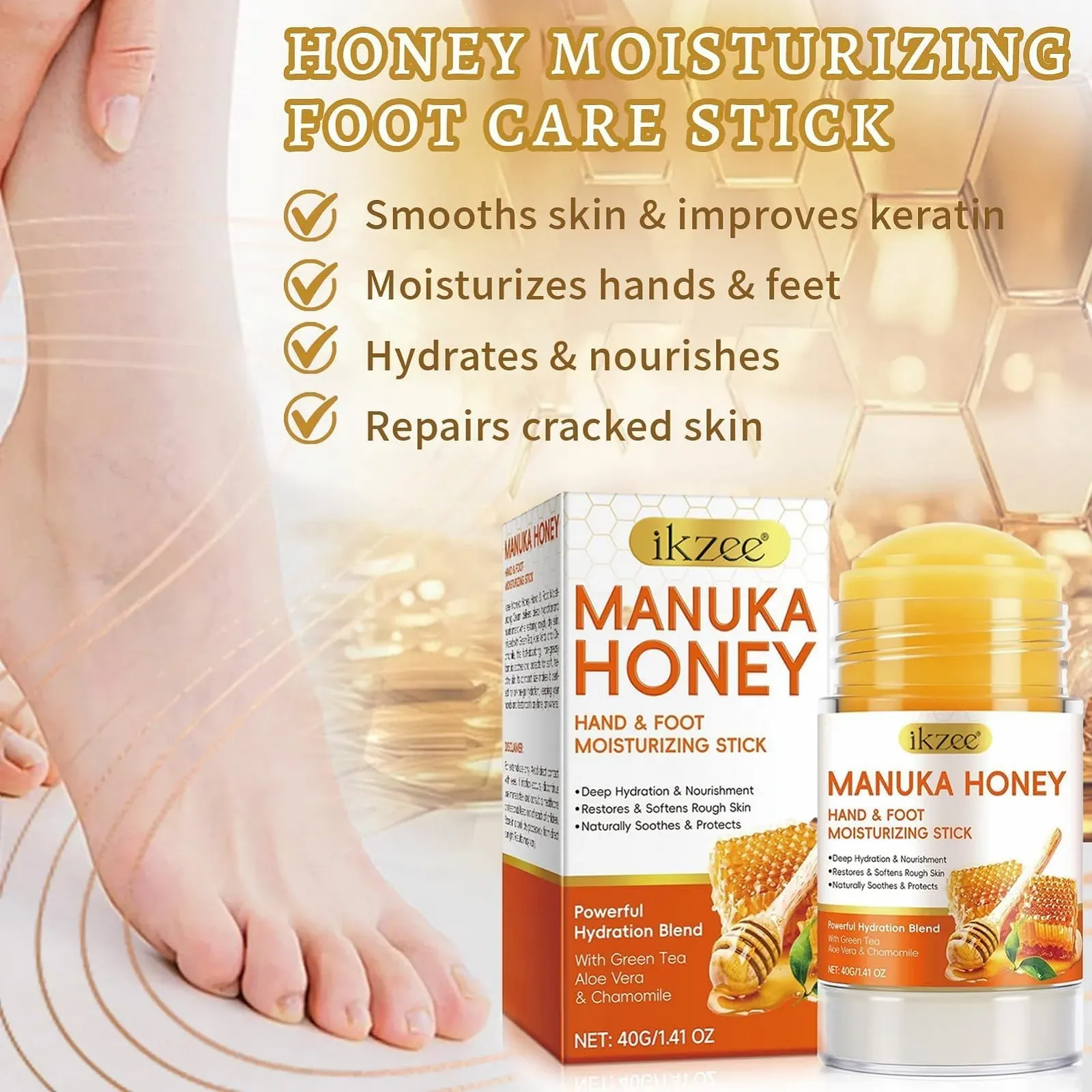 Крем для ног увлажняющий против трещин, медовый крем для пяток и локтей, смягчающий, 40 г, фото №3