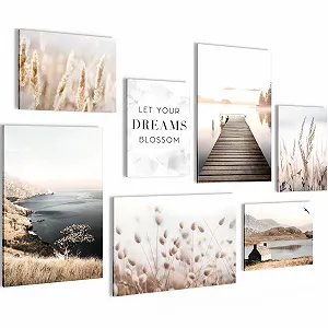 Набір картин на стіну Novart Natural Lake Boho N029272a Бежевий - Фото 1