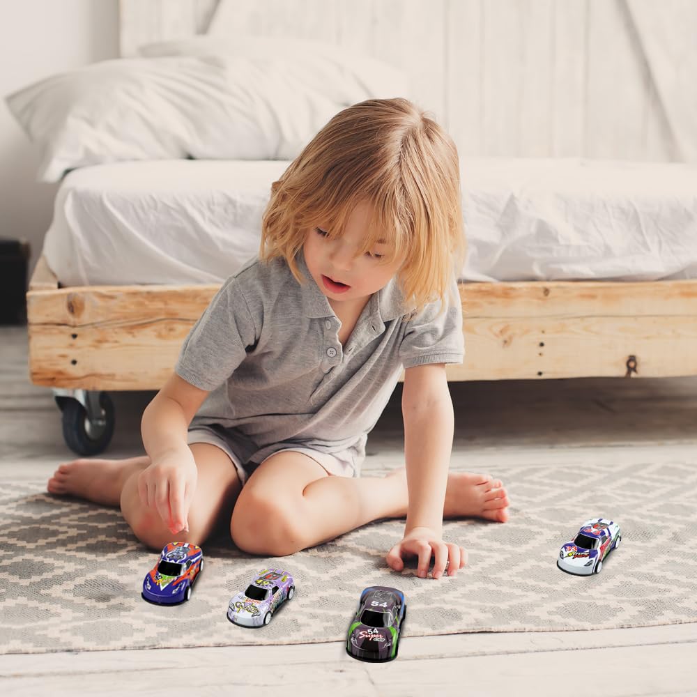 Набір MytaYt Pack of 12 Metal Mini Racing Car Stunt Toy Car Маленькі машинки з заводом з підтриманням інерції, фото №2