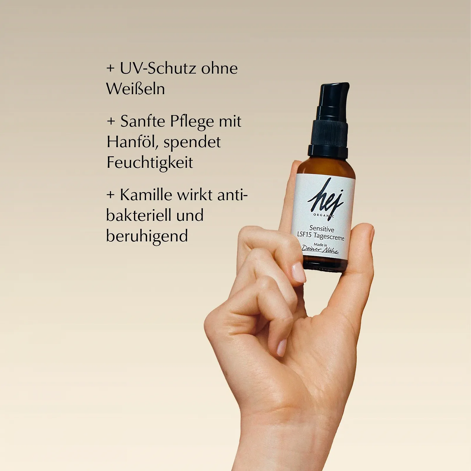 Денний крем HEJ ORGANIC Sensitive SPF15 з олією конопель 30 мл, фото №2